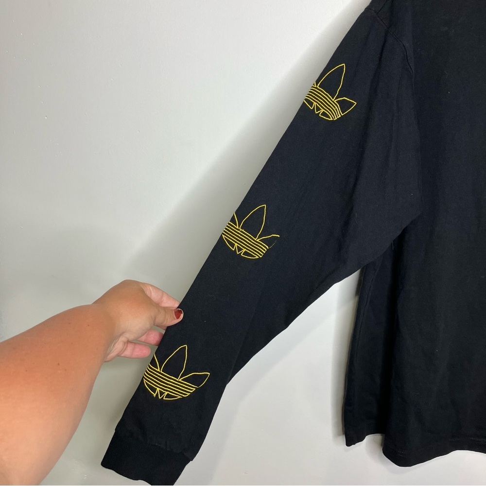 Adidas repeat trefoil logo long sleeve t-shirt black mens medium/large casual - Picture 6 of 10